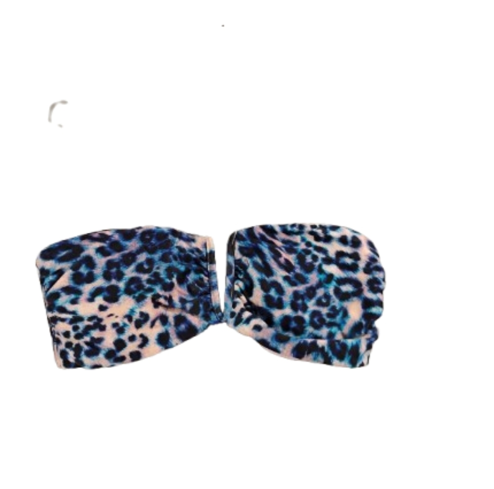 Victoria's Secret Leopard Print Strapless Bikini Top Sz Small